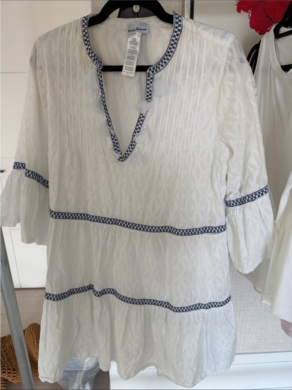 Tommy Bahama White Tunic with Navy Trim